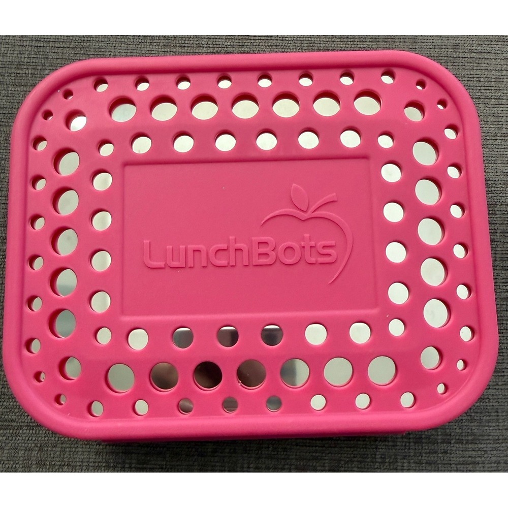 LunchBots Stainless Steel 3 Section Divided Food Container With Pink Lid